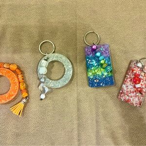 Colorful Glitter Keychains Set